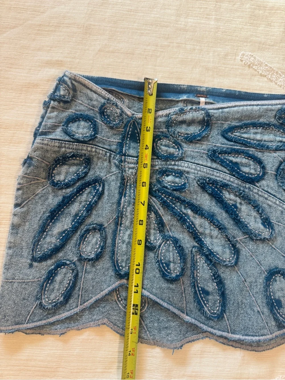 Free People Daydreams Mini Women’s 8 Butterfly Denim Mini Skirt Blue Festival